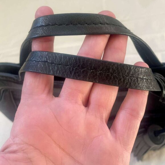 Isabella Fiore Black Leather Purse with Tassel Detail – 13x8.5” - Picture 7 of 9